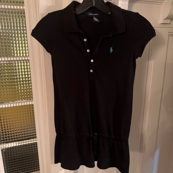 GIRLS POLO RALPH LAUREN DRESS Sz 7 BLACK COTTON BLUE HORSE BUTTON FRONT - Picture 9 of 9